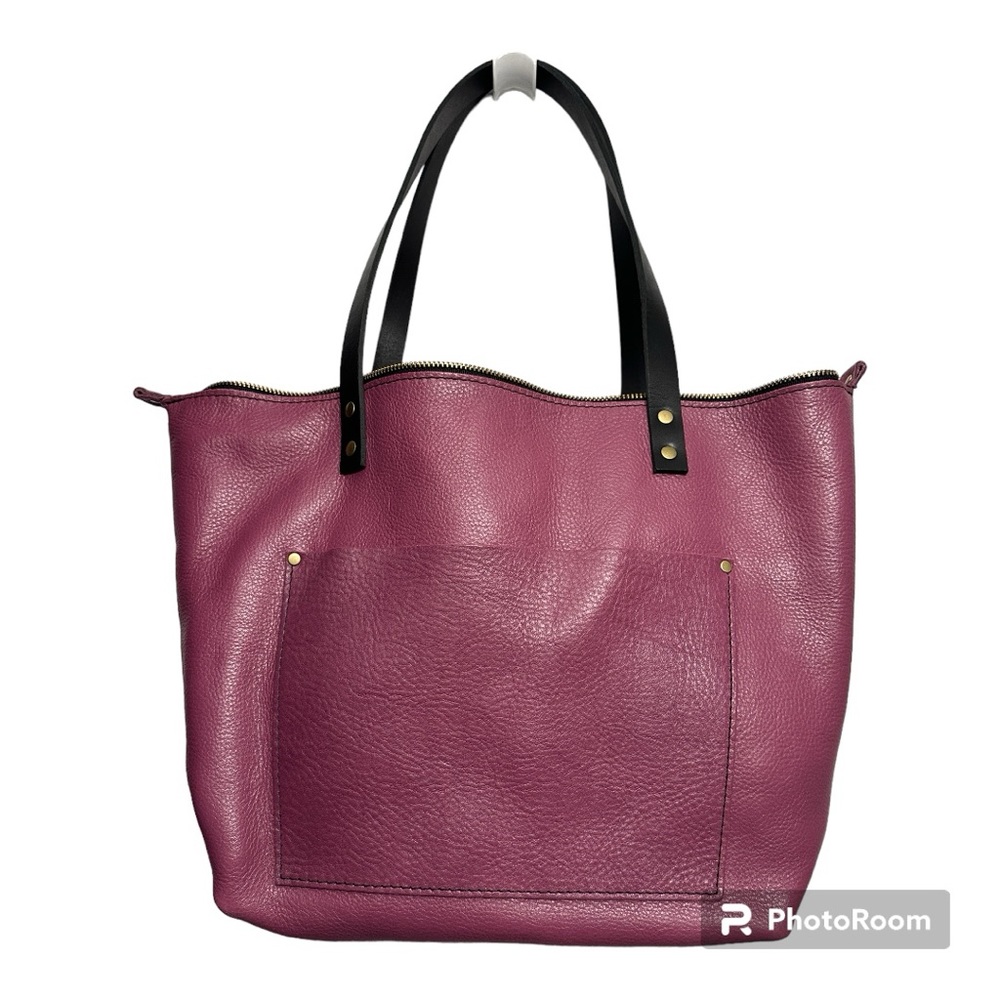 Portland Leather Goods medium tote with zipper in Mulberry